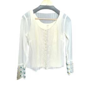 J. Jill Womens 2 Piece Sheer Mesh Overlay and Tank Cream in Color Size S